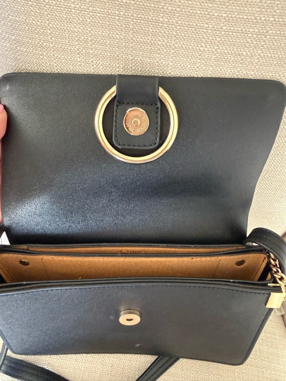 Chloé Faye Small Leather & Suede Crossbody Shoulder Bag Black Gold, ‼️MSRP $1390 - Picture 12 of 15